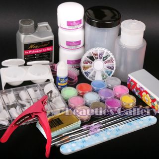 Acrylic Powder Liquid 12 Color Nail Art Kit Tip 112