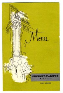 sheraton astor hotel menu times square new york 1956 a supper menu 
