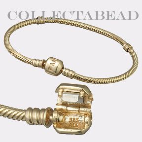 Authentic Pandora 14kt Gold Bracelet WITH14KT Lock 7 1