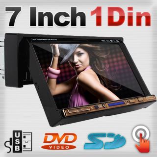 One 1 Din In Deck Car DVD Player 7 Inch Touch Screen Auto Video CD 