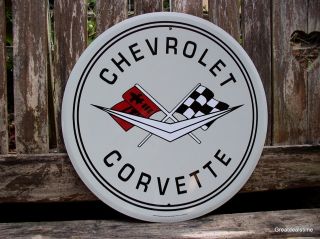 CHEVY CORVETTE CAR EMBLEM Wall Decor Old Vintage Look Metal Sign