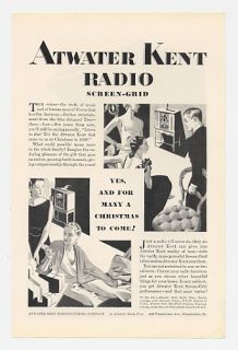 1929 atwater kent screen grid radio print ad