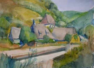 Painting Simone Fonfreide Fauvist Landscape Auvergne 22