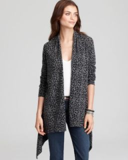 Autumn Cashmere New Gray Cashmere Leopard Print Long Sleeves Cardigan 