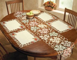 Set of 4 Halloween Thanksgiving Fall Harvest Placemats & Table Runner
