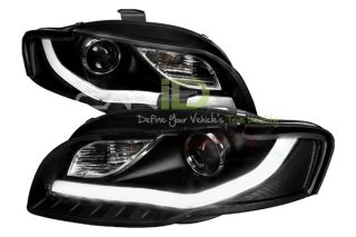 06 08 Audi S4 Projector Headlights Black Automotive Lights by Spec D 