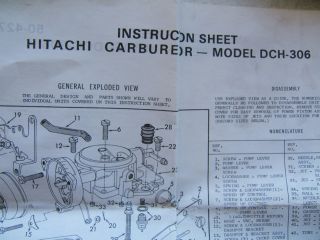Hitachi DCH 306 Parts Master 10405B Carburetor Rebuild Kit