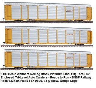 HO 89 Tri Level Auto Carriers BNSF Railway Rack 33749 Flat Ettx 