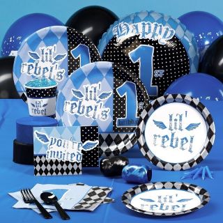 LIL REBEL 1ST FIRST BIRTHDAY BOY PARTY PACK FOR 16 PARTYWARE PARTY 