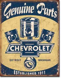   Chevy 1911 Genuine Parts Pistons Metal Tin Sign Auto Garage Home Decor
