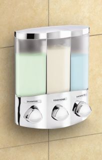 trio triple soap shampoo shower dispenser chrome finish