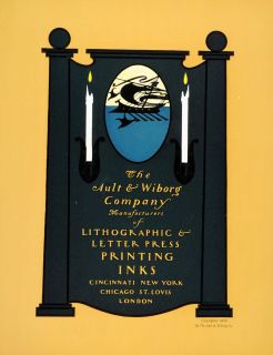 1908 Vintage Ad Ault & Wiborg Printing Ink Galley Ship   ORIGINAL 