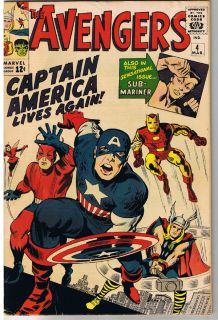 AVENGERS 4 1st SA of Captain America 1963 Thor FN