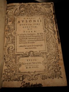 1588 Latin Greek Poetry Ausonius Opera Bordeaux Wine Bacchus Scaliger 