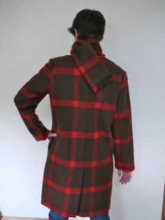 Vtg 40s Wool Bill Atkinson Plaid Coat Jacket Scarf