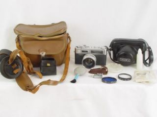 Vintage Yashica Electro 35 35mm Camera Kit Filters, Case, Wide Lens 