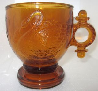 EAPG 1880 ATTERBURY Co Amber Glass Swan Cup