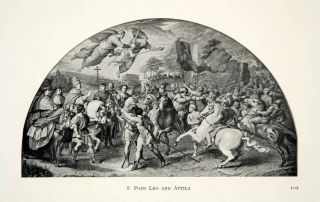 1915 Print Pope Leo Attila Hun Rome Italy Historic Battle Warriors 