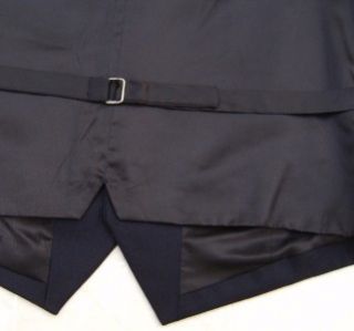 Axist 100% Wool Mens Vest L Navy Blue Suit Dress Coat Tuxedo Button 