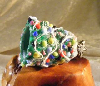 Lgl Handmade Lampwork Glass Thimble Christmas Tree AN029 Collectible 