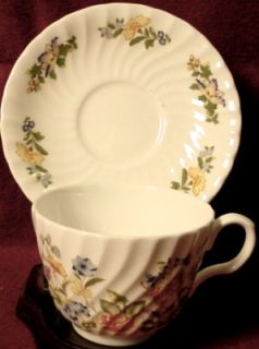 Aynsley China Cottage Garden Swirl Pattern Cup Saucer Set