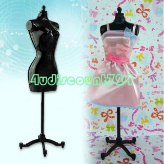 Doll Garment Clothes Dress Display Stand for Barbie Dolls Baby Black x 