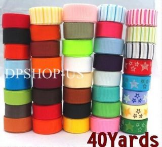 40YARDS 3 8 9mm Mixed 40 Style Satin Grosgrain Ribbon Lot 40Y 