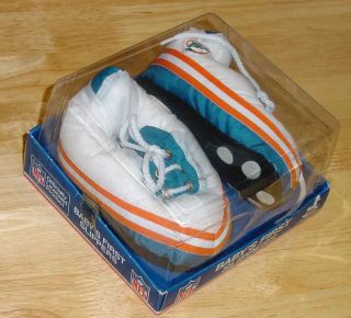MIAMI DOLPHINS BABYS FIRST SLIPPERS UNUSED 1986 BY CAROUSEL