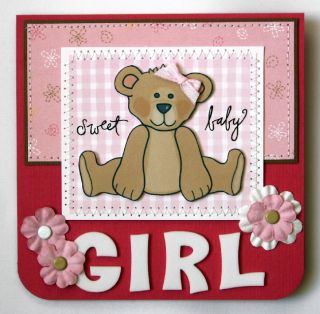 Handmade Card Baby Girl New Mom Congrats Welcome Bear