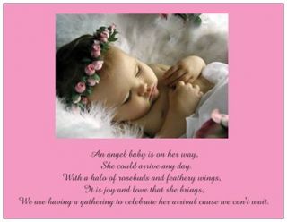 20 Baby Girl Shower Invitations Halo Rosebuds Pink Post Cards 
