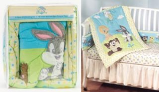 Looney Tunes 3 Piece Crib Bedding Set Taz Tweety Bugs Bunny Baby 