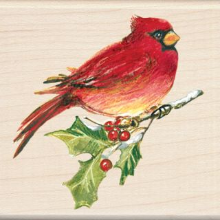 Cardinal Christmas Wood Mounted Stamp Inkadinkado Craft