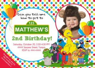 Sesame Street Abby Elmo Birthday Party Invitations