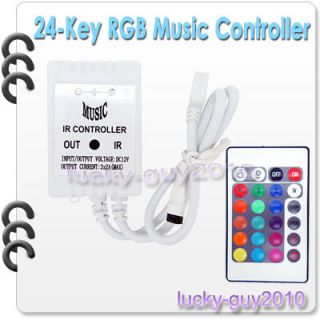 Infrared Audio Sound Music RGB LED Controller with 24 Key IR Remote 