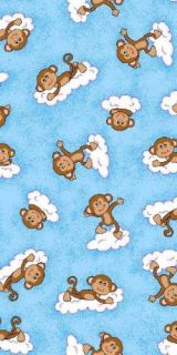 SheetWorld Fitted Pack N Play Graco Square Playard Sheet Monkeys Blue 