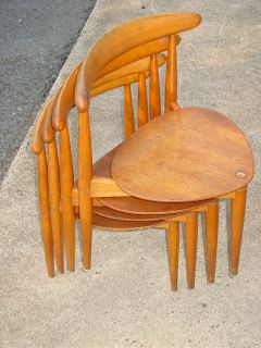 Hans Wegner Heart Chairs 4 Mid Century Fritz Hansen Danish Modern 