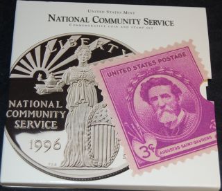   Community Service Augustus Saint Gaudens Silver Dollar Stamp