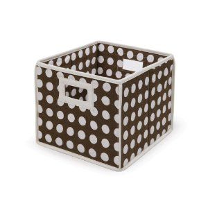 Badger Basket Folding Nursery Basket Storage Cube Brown Dot 00223 