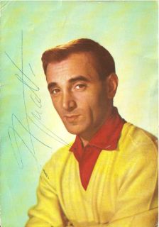 Charles Aznavour Original Signed Photog Aprox 1950S