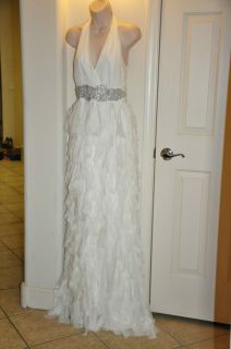 Badgley Mischka Collection Bridal Formal Dress Torn Chiffon Gown Size 