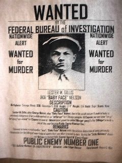 Baby Face Nelson Gangster Wanted Reprint 11x14 Poster