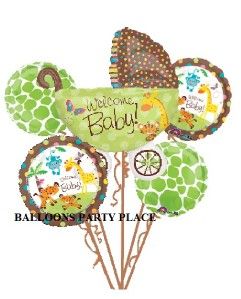 Fisher Price Baby Shower Buggy Carriage Balloons Chocolate Lime 