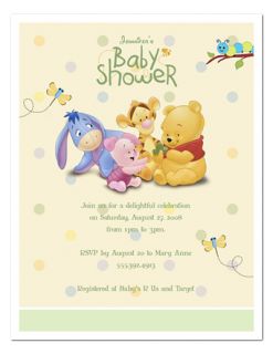 Baby Shower Baby Pooh Party Invitations