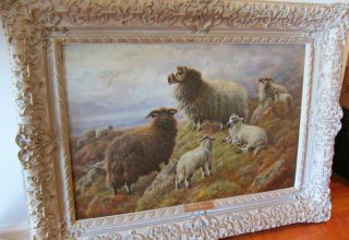 Original Signed Oil Painting by Robert Watson British Highland Sheep 