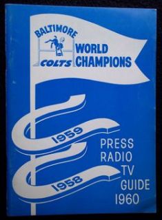 Baltimore Colts 1960 Media Guide World Championship 59