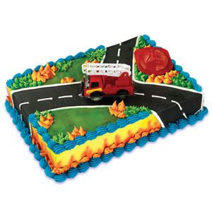 Fireman Red Fire Truck Bakery Supplies Cake Topper Kit