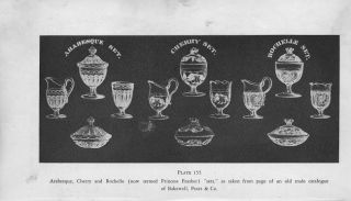 1933 Print * 1840s Bakewell Pears + Co Princess Feather Glassware Sets 