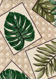 Tropical Palm Leaf Bamboo Background Vinyl Tablecloth Flannel Backing 