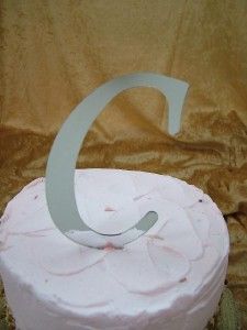 Monogram Cake Topper Initial Mirror Acrylic Letter Reflective 