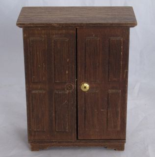 VINTAGE MINIATURE DOLL FURNITURE WOODEN WARDROBE with drawers and 